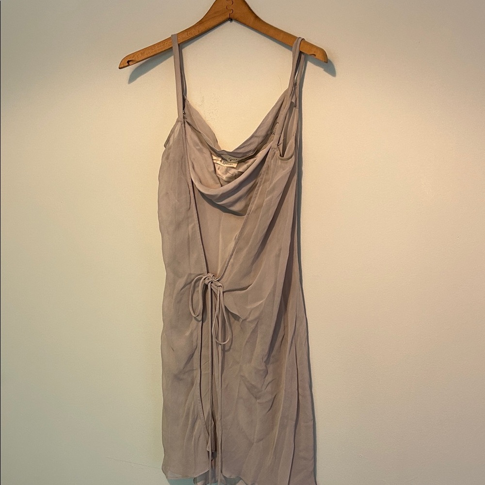 Elegant Gray/lavender Sleeveless Dress